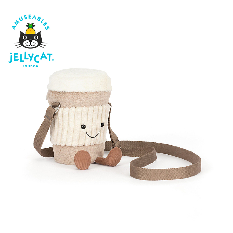 British Jellycat Fun (Poco) Coffee Travel Mug Crossbody Bag Plush Toy Bag Doll Birthday Gift