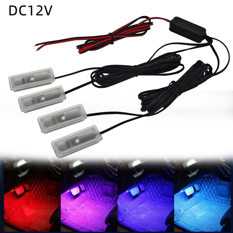 1-to-4 Ambient Light Wiring Kit 24V/12V Single-Color Led Car Interior Decorative Footwell Lights Acc Power Supply
