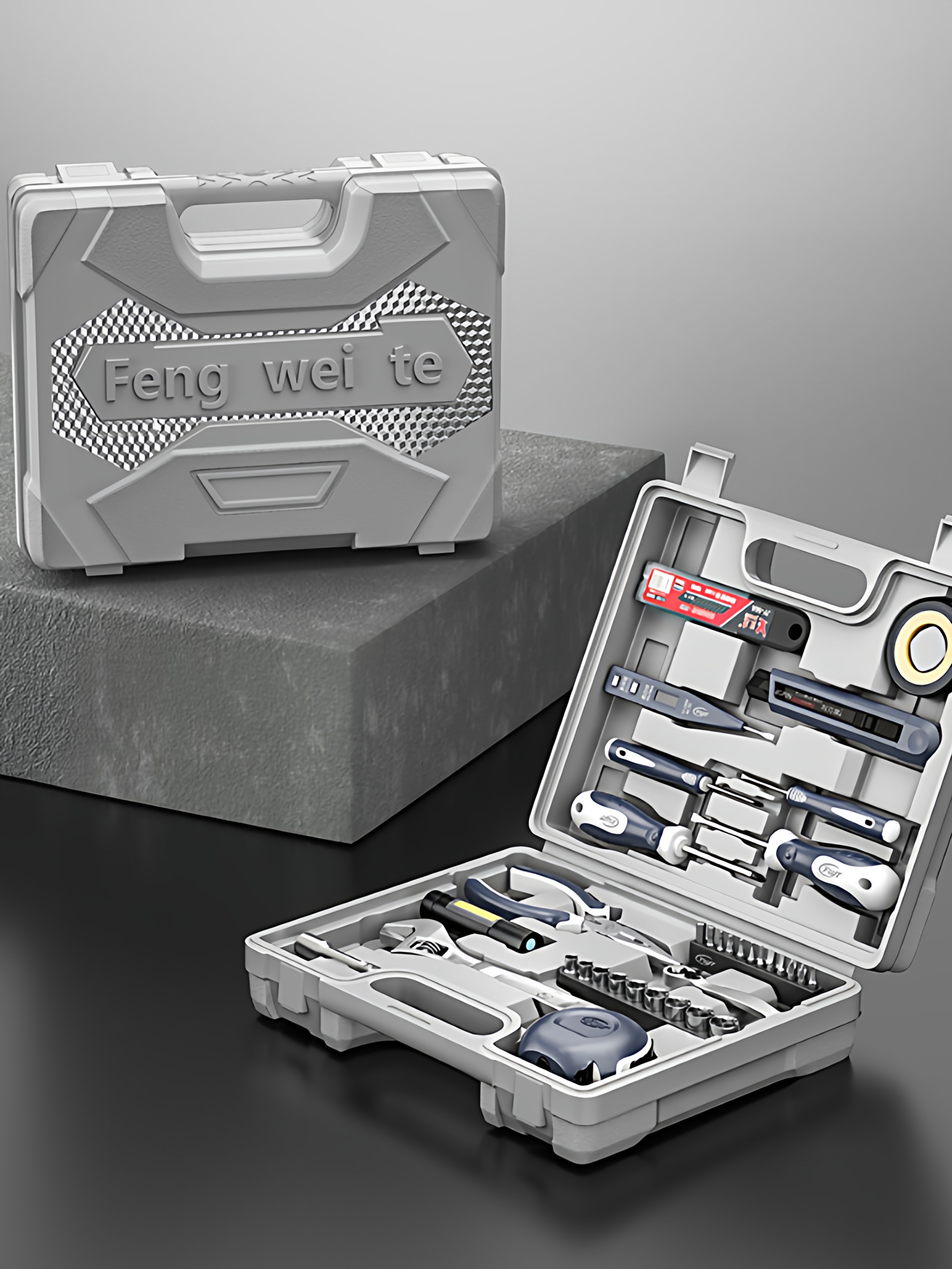 Fengweite Household Tool Set Multi-Functional Repair Combination Home Installation Tool Box Hardware Electrician Carpenter