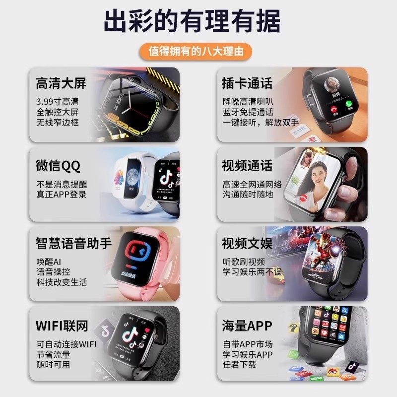 [Official Genuine Product] 2025 New Children's Smart Phone Watch for Elementary, Middle, and High School Students, Can Insert Card, 5g Full Network, Wifi Positioning, Waterproof, for Teenagers, Boys, Girls, and Adults