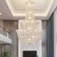 Villa Suspended Chandelier for Duplex Floor, Large Chandelier for Living Room, Crystal Light, Light Luxury Hotel Lobby Lighting, Hollow High-Ceiling Long Chandelier