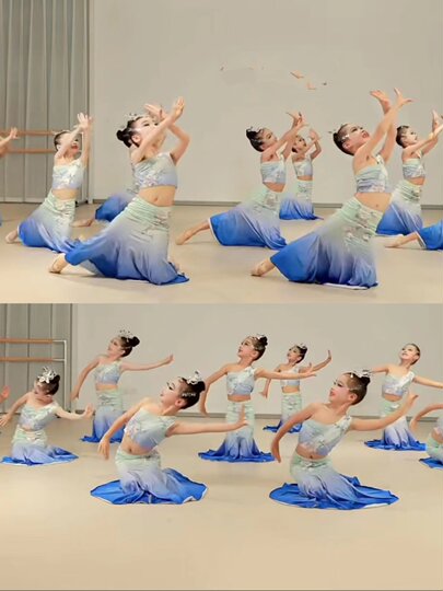 New Dai Ethnic Dance Costume for Children, Performance Outfit for Mengbala Naxi, Peacock Dance, Girls' Hip-Hugging Fishtail Dress