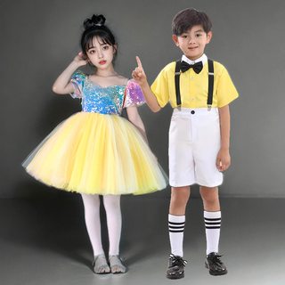 新款六一儿童蓬蓬裙演出服幼儿园舞蹈服装可爱纱裙合唱表演公主裙