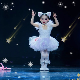 儿童蓬蓬裙演出服芭蕾舞纱裙玩具猫小花猫舞蹈服装幼儿可爱表演服