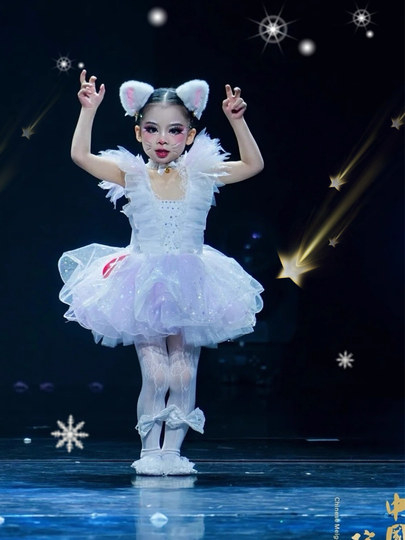 Детский костюм для выступлений: юбка-пачка, балетная юбка из тюля, костюм для танцев с котенком, милый костюм для малышей