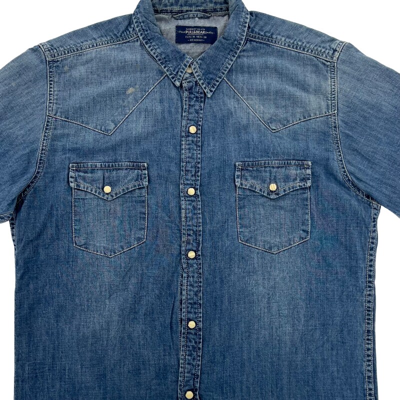 Джинсовая рубашка vintage古着美式复古阿美咔叽水洗做旧长袖日系牛仔衬衫男女n2