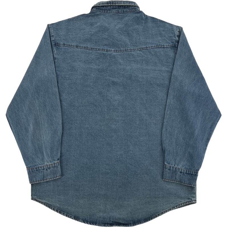 Джинсовая рубашка vintage古着美式复古阿美咔叽水洗做旧长袖日系牛仔衬衫男女n2