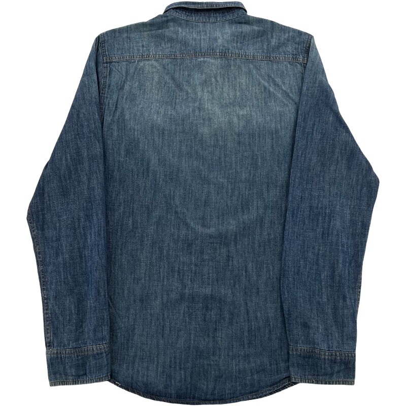 Джинсовая рубашка vintage古着美式复古阿美咔叽水洗做旧长袖日系牛仔衬衫男女n2