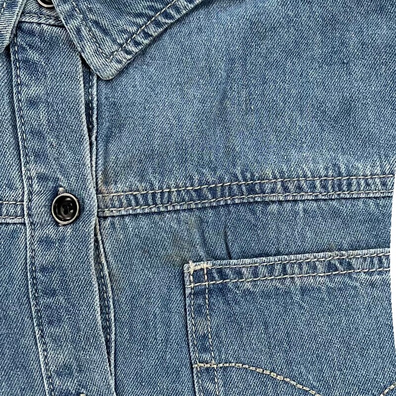 Джинсовая рубашка vintage古着美式复古阿美咔叽水洗做旧长袖日系牛仔衬衫男女n2