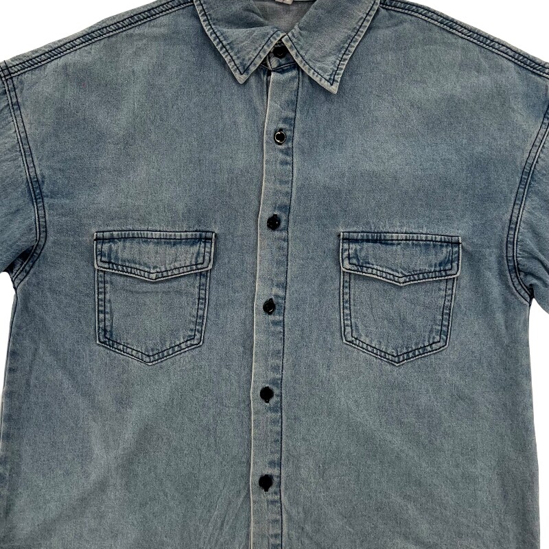 Джинсовая рубашка vintage古着美式复古阿美咔叽水洗做旧长袖日系牛仔衬衫男女n2