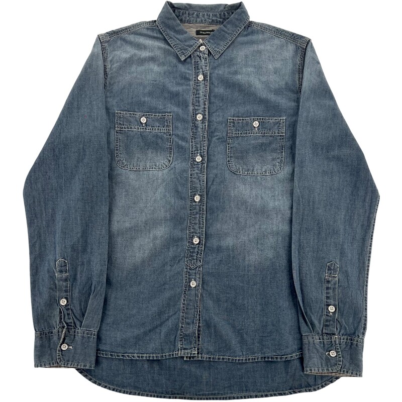 Джинсовая рубашка vintage古着美式复古阿美咔叽水洗做旧长袖日系牛仔衬衫男女n2