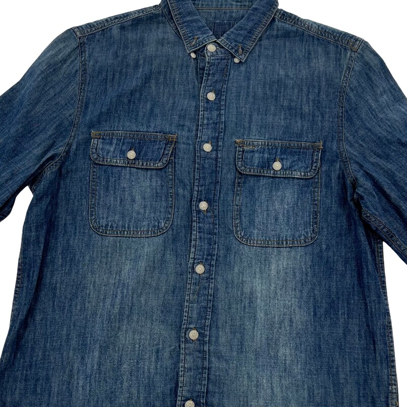 Джинсовая рубашка vintage古着美式复古阿美咔叽水洗做旧长袖日系牛仔衬衫男女n2