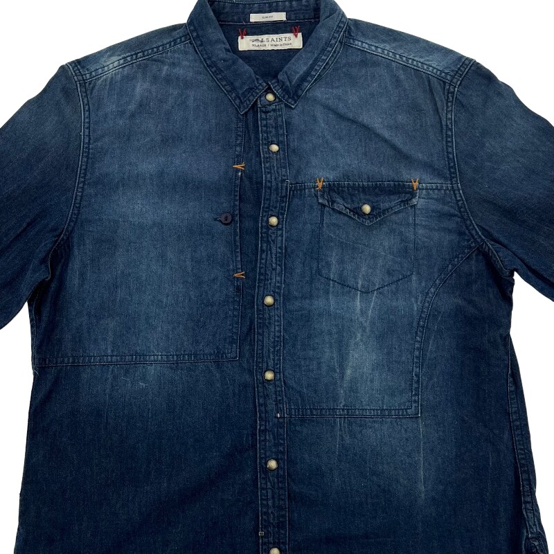 Джинсовая рубашка vintage古着美式复古阿美咔叽水洗做旧长袖日系牛仔衬衫男女n2