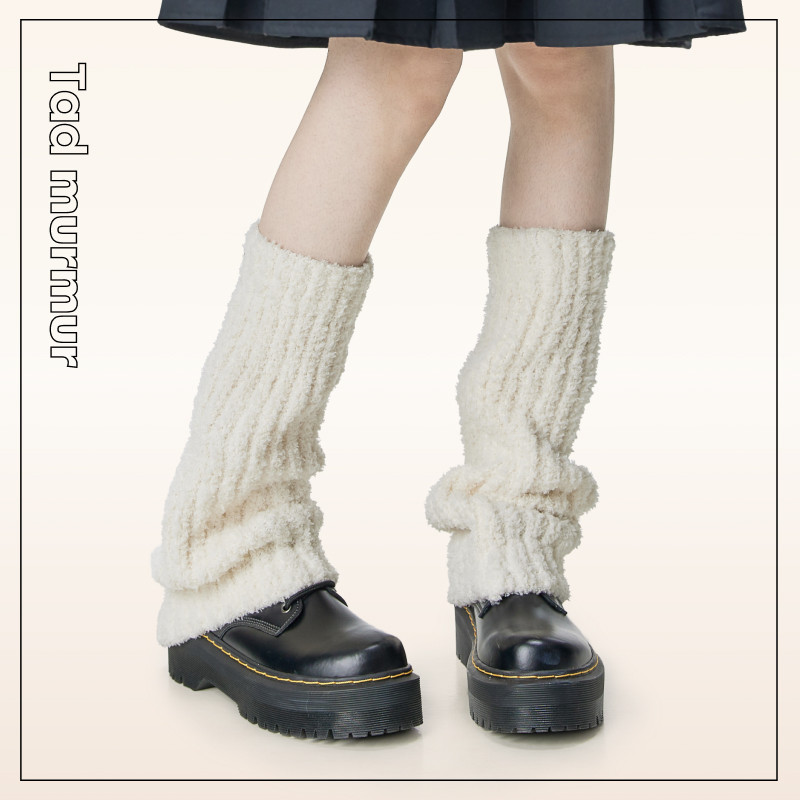 Lock Win Shortcuts | Autumn Winter Thickened warm hot girls Legs Sleeve Women's Day Ensemble Jk Heaps Pile White Suede Calf Socks-Taobao