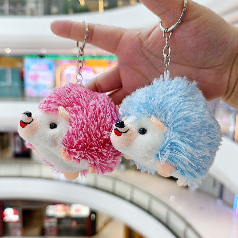 Mini Plush Hedgehog Keychain Toy Doll Hanging Ornament for Small Bags, Cute Cartoon Style