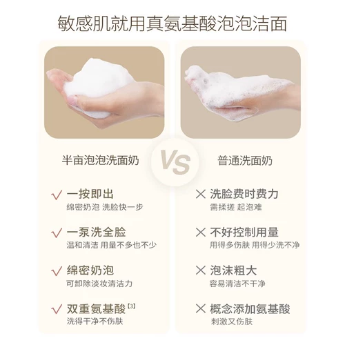 Очищающее молочко на основе аминокислот, увлажняющий мусс для чувствительной кожи, контроль жирного блеска