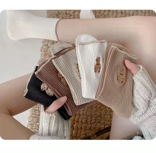 Tide, демисезонные носки для школьников, гольфы, с медвежатами, в корейском стиле