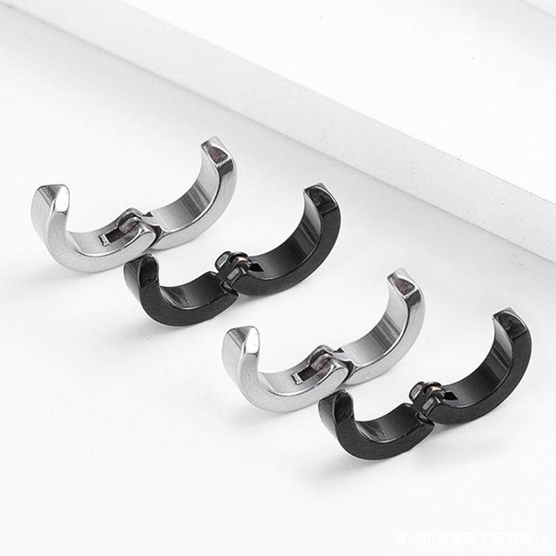 No earbuds ear clip Han version titanium steel ear button male ear bone clip female fake earrings earrings earrings for men's fake ear nail earrings-Taobao