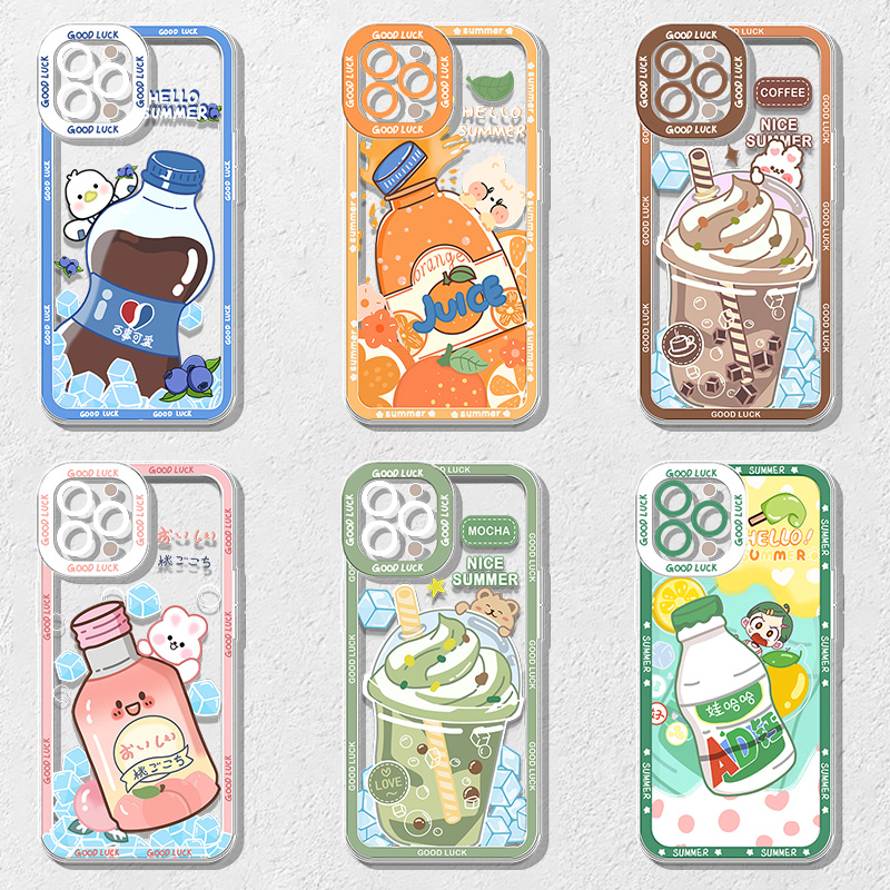 Summer drinks apply iPhone15promax mobile phone shell Apple 14pro new 13pro transparent 12 creative 11plus small crowdxmax cute xrx
