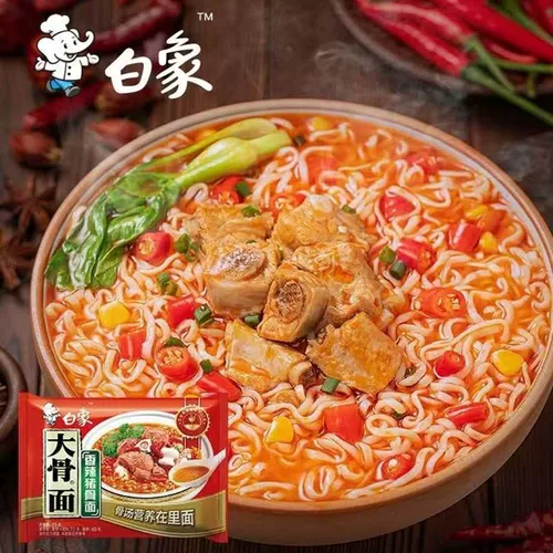 白象 Лапша быстрого приготовления, оригинальная лапша со свиной костью, 5 упаковок крупной костной лапши, лапша со свиной костью в пакетиках, лапша с тушеной говядиной, ностальгическая лапша быстрого приготовления, лапша