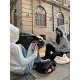 Спортивная толстовка с капюшоном, белая куртка с молнией, короткий кардиган, в американском стиле, облегающий крой