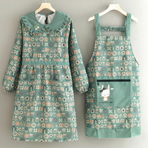 Fashionable new style princess style long-sleeved apron for home kitchen cooking canvas wear-resistant anti-fouling fashionable womens smock for work