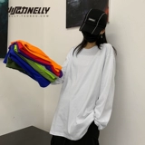 Брендовый хлопковый ретро базовый цветной приятный телу лонгслив подходит для мужчин и женщин, городской стиль