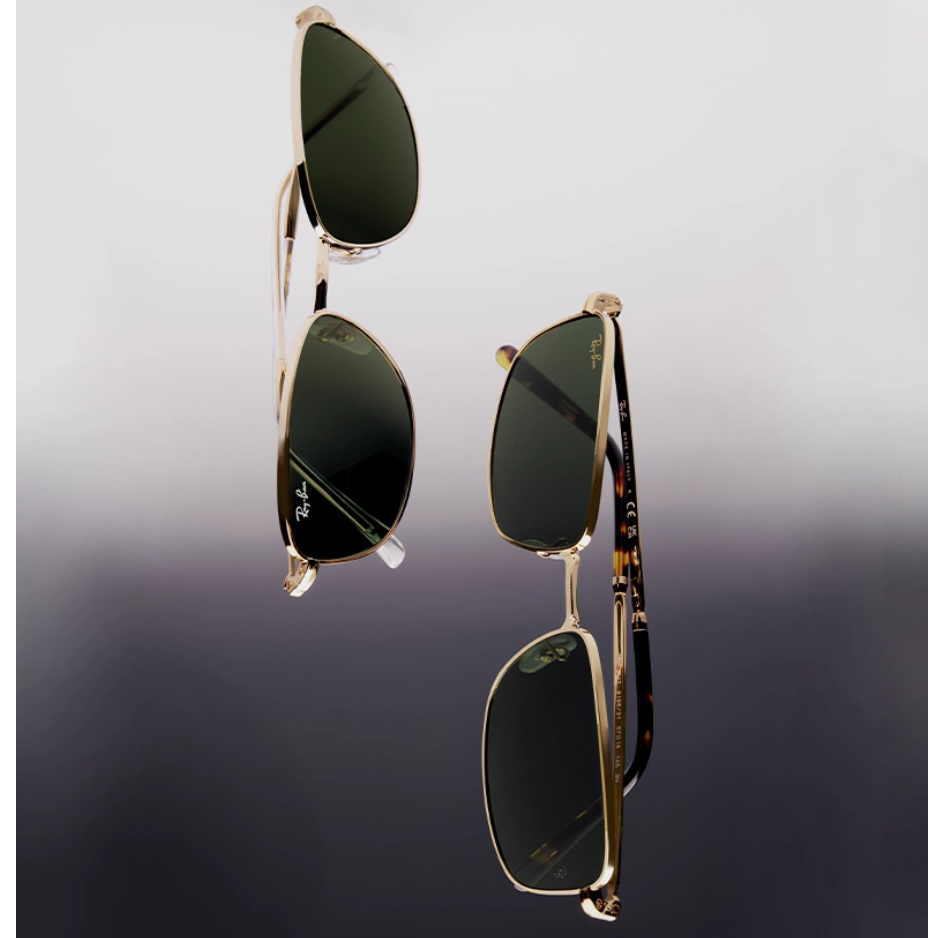 RayBan雷朋墨镜太阳镜金属老钱风窄框男女款矩形复古防晒0RB3717