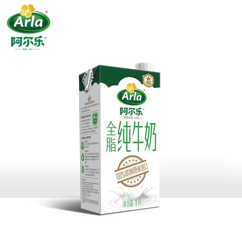 阿尔乐全脂纯牛奶3.4g蛋白质1L