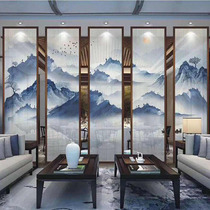 Landscape Painting Clip Silk Art Glass Partition Screen Custom Tv Background Wall Living Room Corrugated craft laminated silk glass