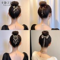 Ancient bell orchid tassel hairpin ball head fixed artifact grabber female high-end hair buckle half-tied hair grab