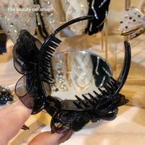 Temperament rhinestone bow grip clip high-end ponytail hair clip female back head piercing ball head artifact headdress hair clip