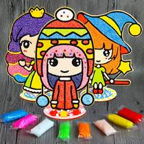 Three-dimensional wooden board snowflake mud painting children diy pearl mud painting kindergarten sticky painting handmade pearl painting coloring painting