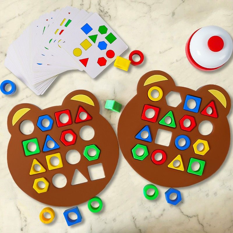 Children's Geometric Shape Matching Educational Toys for Ages 3 to 6, Focus Development, Montessori Early Education, Parent-Child Interaction, Two-Player Battle