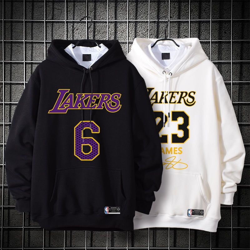Hooded Sweatshirt for Men, Spring and Autumn Thin Style, Hong Kong Style Casual Student Basketball Sports Lakers James Winter Fleece Clothing