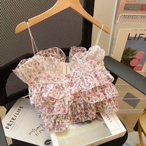 Boho Baby Girls Floral Camisole Summer Lace Mesh Ruffled Chi