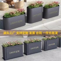 Stainless steel outdoor iron flower box combination rectangular flower pond square sales department planting box flower bed fence customization