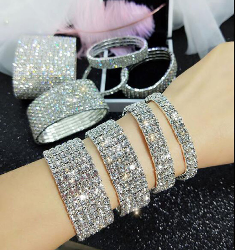 European and American Style Full Diamond Versatile Bracelet for Women, Minimalist Fashion Bracelet, Korean Style Simple Versatile Elastic Bracelet