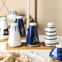 Japanese style kitchen supplies sauce vinegar bottle reserve bottle hand-painted ceramic seasoning bottle creative oil pot vinegar pot seasoning pot