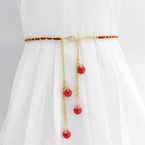 Waist chain for women fine pearl decoration matching dress belt womens Korean fashion metal belt skirt belt