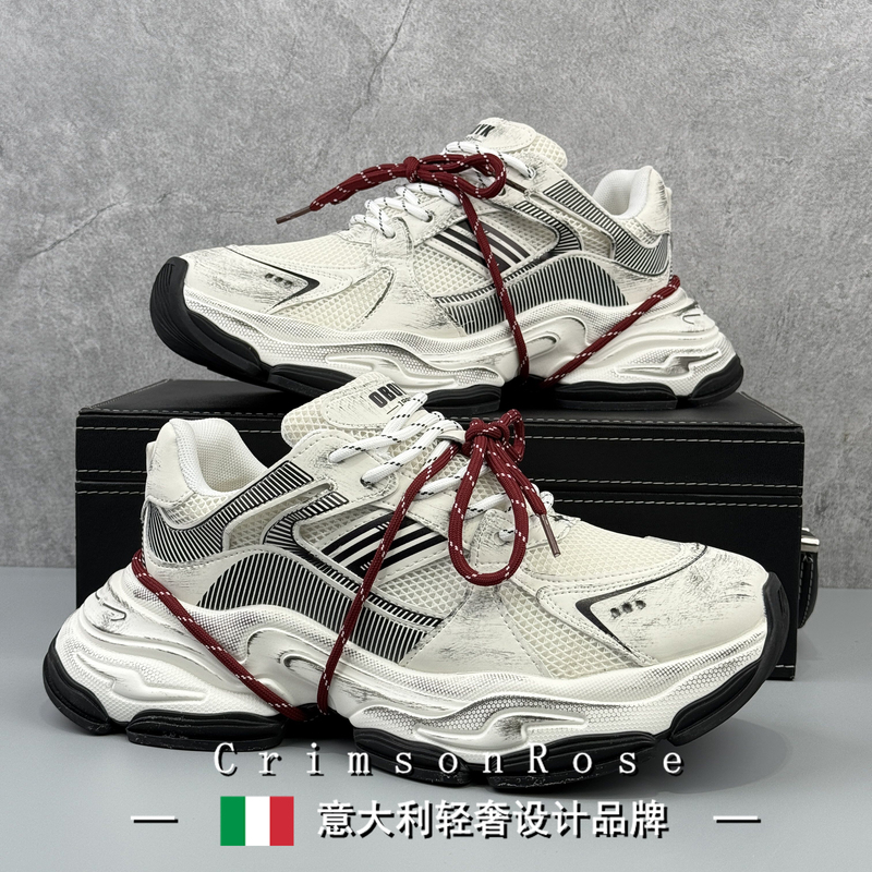 Cr Luxury Italian 2026 Autumn Thick-Soled Height-Increasing Dad Shoes Design Trendy Niche Men's Casual Sneakers Cr Luxury Italian 2026 Autumn Thick-Soled Height-Increasing Dad Shoes Design Trendy Niche Men's Casual Sneakers