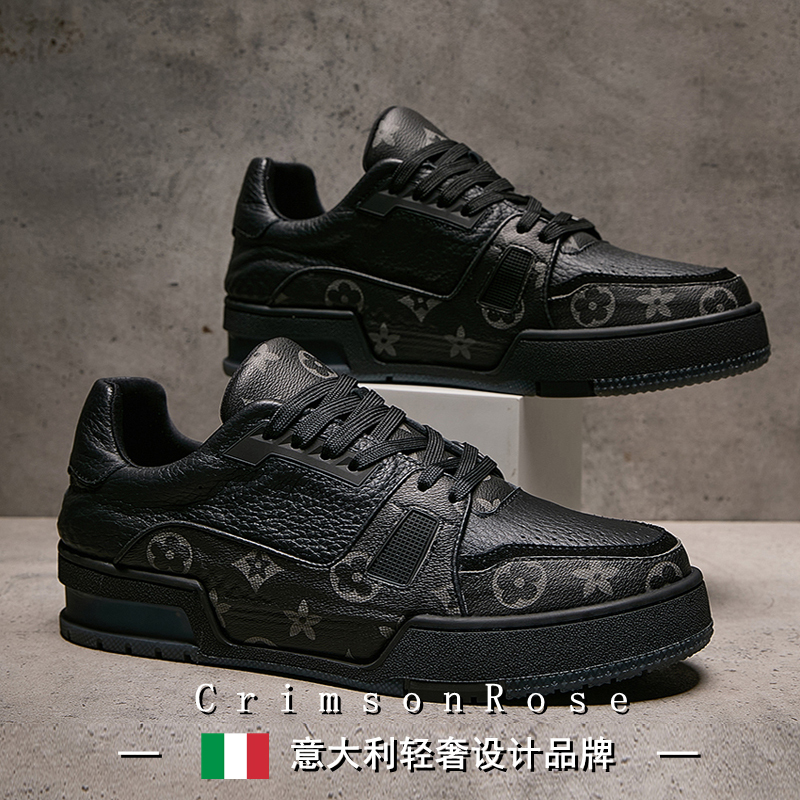 Cr Light Luxury Italian 2026 European New Style Genuine Leather Printed Trendy Brand High-End Thick-Soled Height-Increasing Casual Sneakers for Men Cr Light Luxury Italian 2026 European New Style Genuine Leather Printed Trendy Brand High-End Thick-Soled Height-Increasing Casual Sneakers for Men