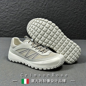 Cr Light Luxury Italian 2026 Summer Outdoor Lightweight Casual Shoes Men's Hiking Sneakers Functional Mesh Panel Shoes