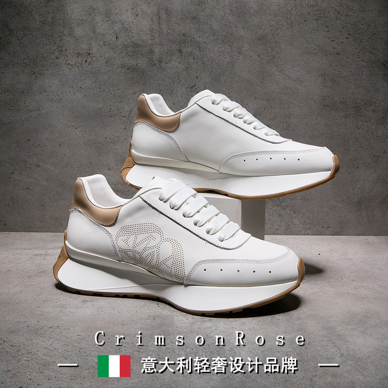 Cr Luxury Italian 2026 New Model Dad Shoes Men's Genuine Leather Casual White Sneakers Men's Thick-Soled Sports Running Shoes Cr Luxury Italian 2026 New Model Dad Shoes Men's Genuine Leather Casual White Sneakers Men's Thick-Soled Sports Running Shoes