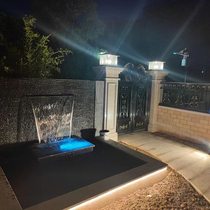 Black painted stainless steel water outlet waterfall garden courtyard water curtain wall water curtain fish pond landscaping artificial stacked water