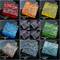 Ultra-white square ice pattern ultra-white gradient color crystal glass tile bathroom partition ashtray hot melt transparent solid