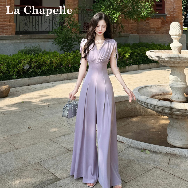 Lachapelle/La Chapelle 2026 Summer New V-Neck Design Waist-Cinching Wide-Leg Versatile Jumpsuit Lachapelle/La Chapelle 2026 Summer New V-Neck Design Waist-Cinching Wide-Leg Versatile Jumpsuit