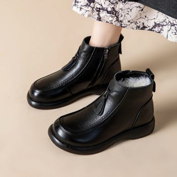 Brand genuine leather thick-soled martin boots for women 2025 new style