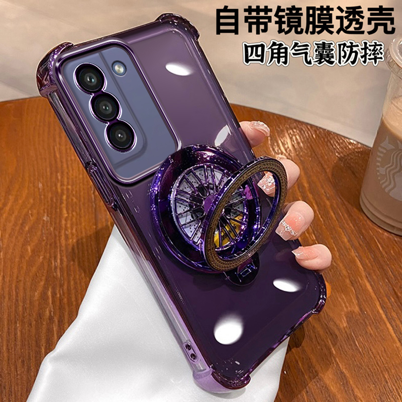 Suitable for Samsung S21 Fe Phone Case, S21 Protective Case with Airbag Anti-Drop, Sm-G9900 Silicone Cover with Lens Film, Full Coverage Galaxy S21 Fe Shell for Men and Women, Gyro with Stand, G9910 New Model