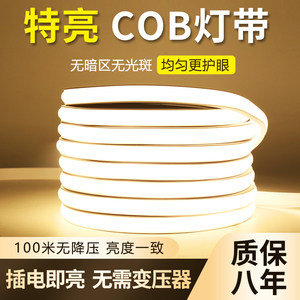 Super Bright Cob Light Strip 220V High Voltage Led Outdoor Waterproof Engineering Self-Adhesive Ceiling Groove Living Room Linear Light Flexible Light Strip